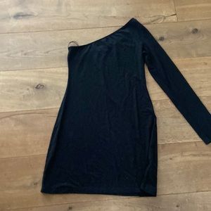 Reformation one shoulder black mini dress size medium